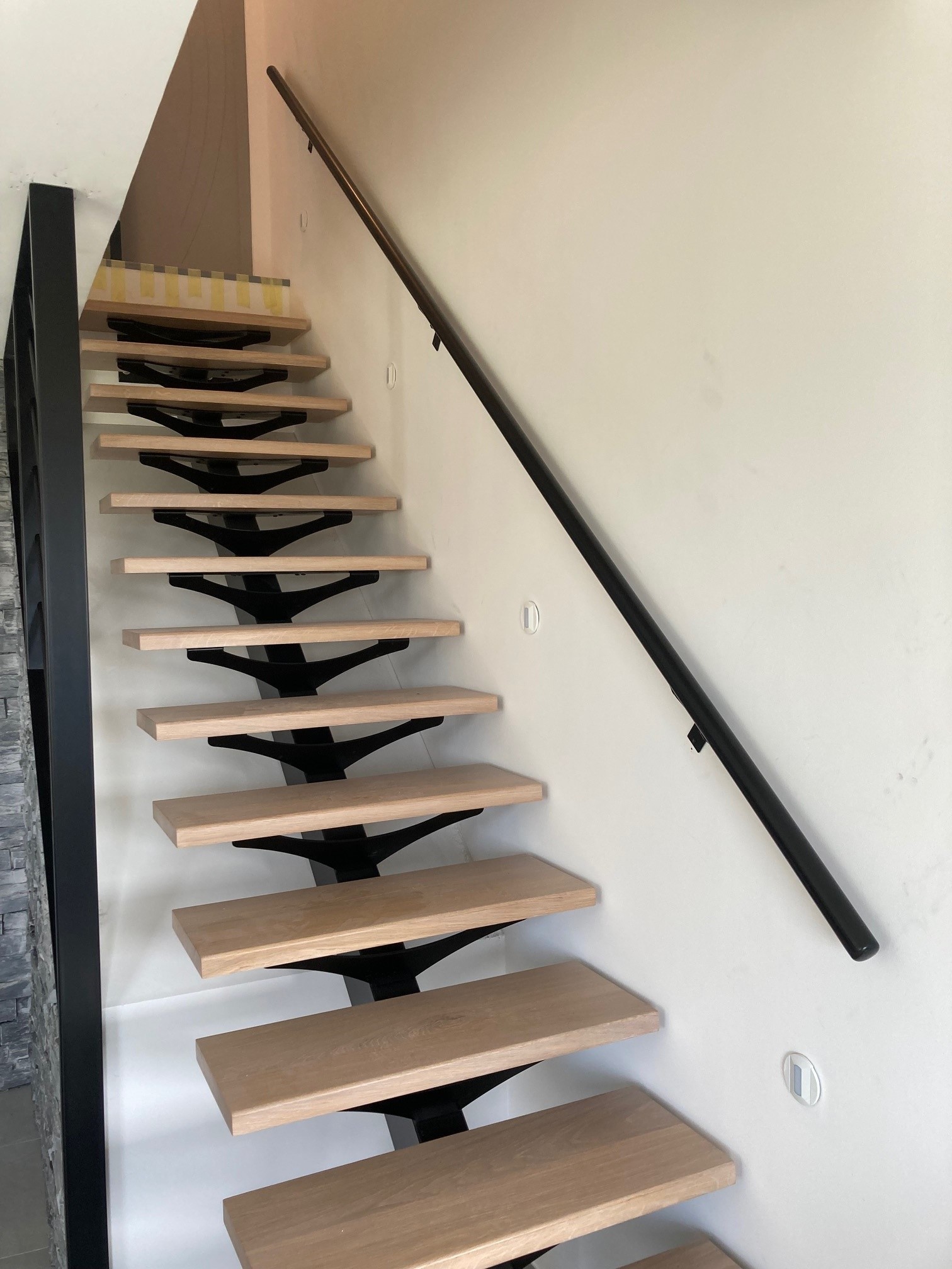 Main courante droite en bois / métal - Escaliers